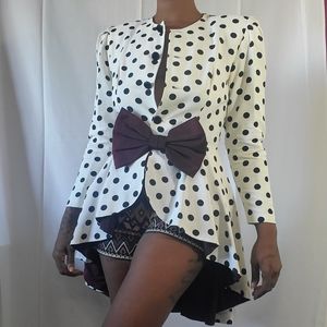 Vintage High Low Polka Dot Blazer Top
